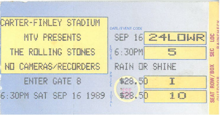 The Rolling Stones @ Carter-Finely Stadium, Raleigh, NC Sept 16 1989