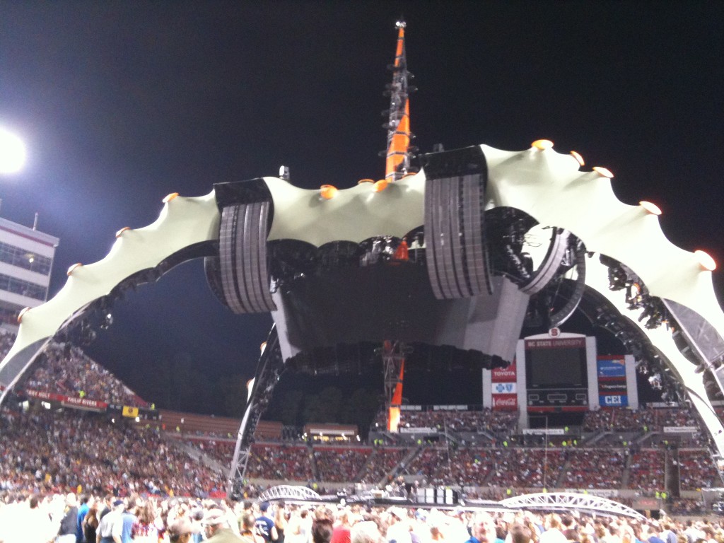 U2 stage at Carter-Finley Stadium