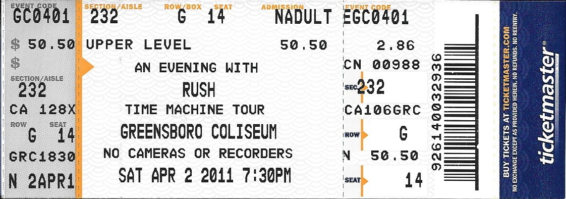 Rush | Time Machine Tour |Greensboro, NC | Apr 2, 20111